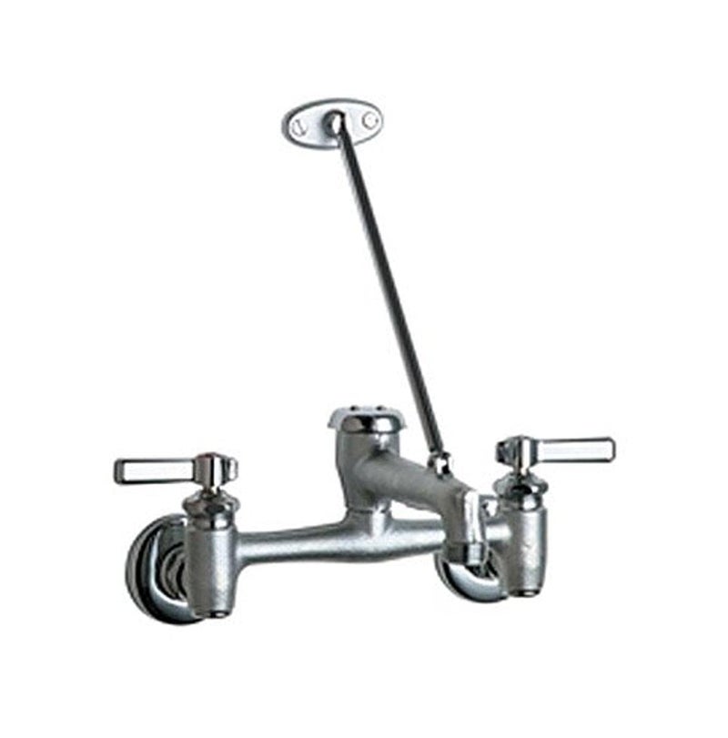 Chicago Faucets 897-RCF Wall Mount Adjustable Center Service Sink Faucet, Rough Chrome